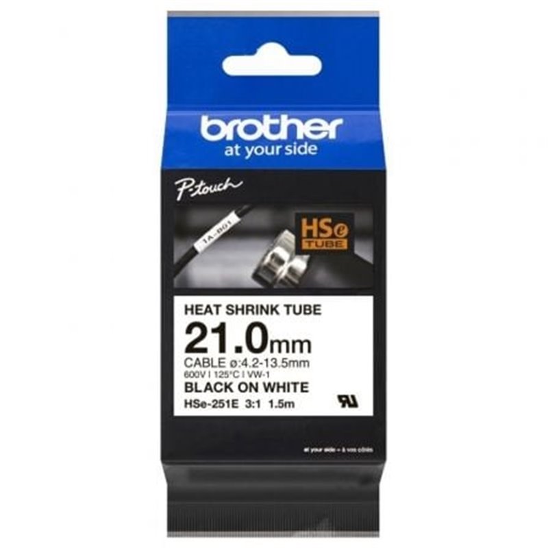 Cinta Tubo Termorretr�ctil para cables Brother HSe-251E/ Blanca