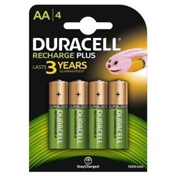 Pack de 4 Pilas AA Duracell HR6-B/ 1.2V/ Recargables