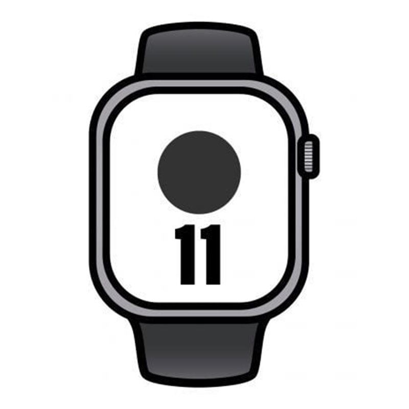 Apple Watch Series 11/ GPS/ Cellular/ 42mm/ Gris Espacial/ Correa Deportiva Negra (S/M)