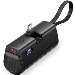 Powerbank 4800mAh Vention FHQB0/ 22.5W/ Negra/ Incluye Cable USB Tipo-C y Lightning
