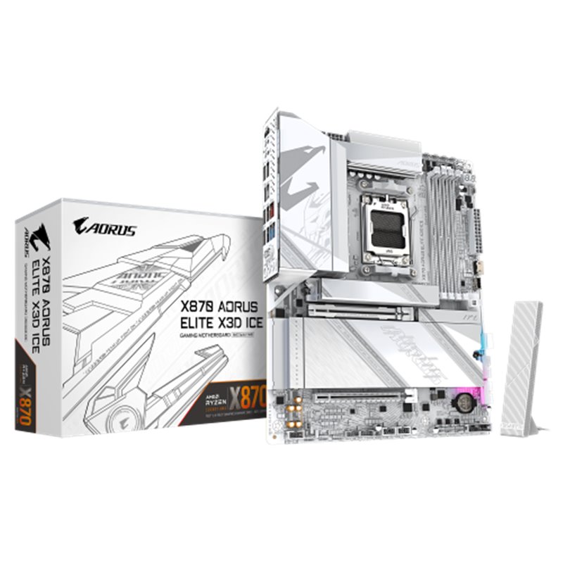 PLACA GIGABYTE X870 AORUS ELITE X ICE,AMD,AM5,X870,4DDR5,256GB,1HDMI+2USB4,2SATA6+2M.2,5GBLAN+WIFI7+BT5.4,10USB3.2,ATX