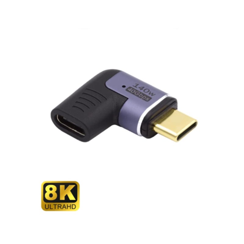 EWENT USB4 TYPE C FEMALE TO TYPE C MALE THUNDERBOLT™3/4 ANGLED AND MAGNETIC ADAPTER, PD 140W, VIDEO 8K@60HZ, 40GBPS