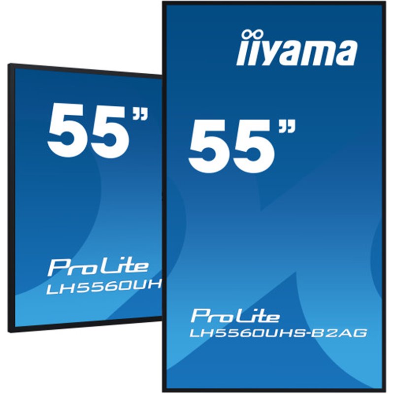 MONITOR IIYAMA 55" UHD, 500CD/M2, LANDSCAPE PORTRAIT, MM 2X 10W, 3X HDMI, USB 2.0 X2, WIFI, LAN, MEDIA PLAY USB, CONTROL LAN / R