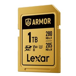LEXAR 1TB PROFESSIONAL ARMOR GOLD SDXC UHS-II CARDS,  UP TO 280MB/S READ 210MB/S WRITE C10 V60 U3,STAINLESS STEEL CASING, IP68