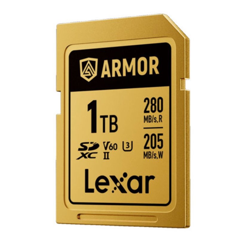 LEXAR 1TB PROFESSIONAL ARMOR GOLD SDXC UHS-II CARDS,  UP TO 280MB/S READ 210MB/S WRITE C10 V60 U3,STAINLESS STEEL CASING, IP68