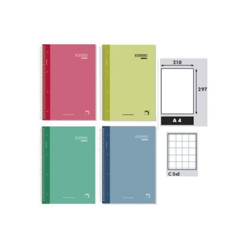 LIBRETA PREMIUM EXTRA A4 90GR 120H CUADRICULA 5X5