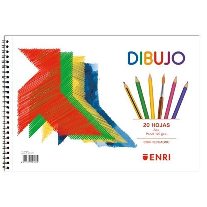 ENRI BLOC DIBUJO ESPIRAL 20H A4+ 120GR LISO C/RECUADRO MICROPERFORADO BLANCO