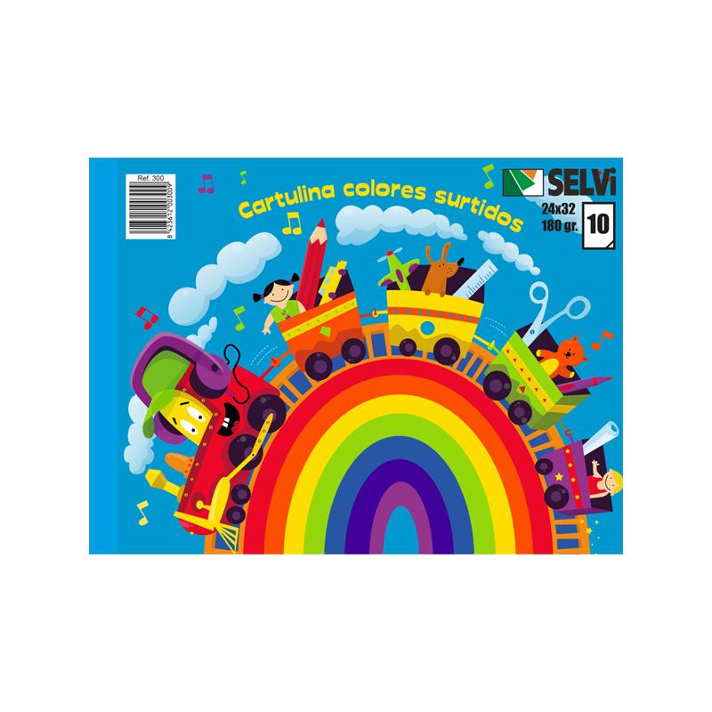 SELVI 10 CARTULINAS 24x32cm 180GR COLORES SURTIDOS