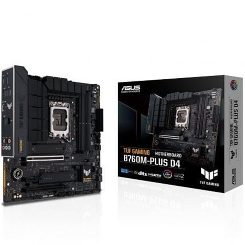 Placa Base Asus TUF GAMING B760M-PLUS D4/ Socket 1700/ DDR4/ PCIe 5.0/ Micro ATX