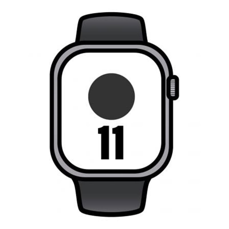 Apple Watch Series 11/ GPS/ 42mm/ Gris espacial/ Correa Deportiva Negra (M/L)