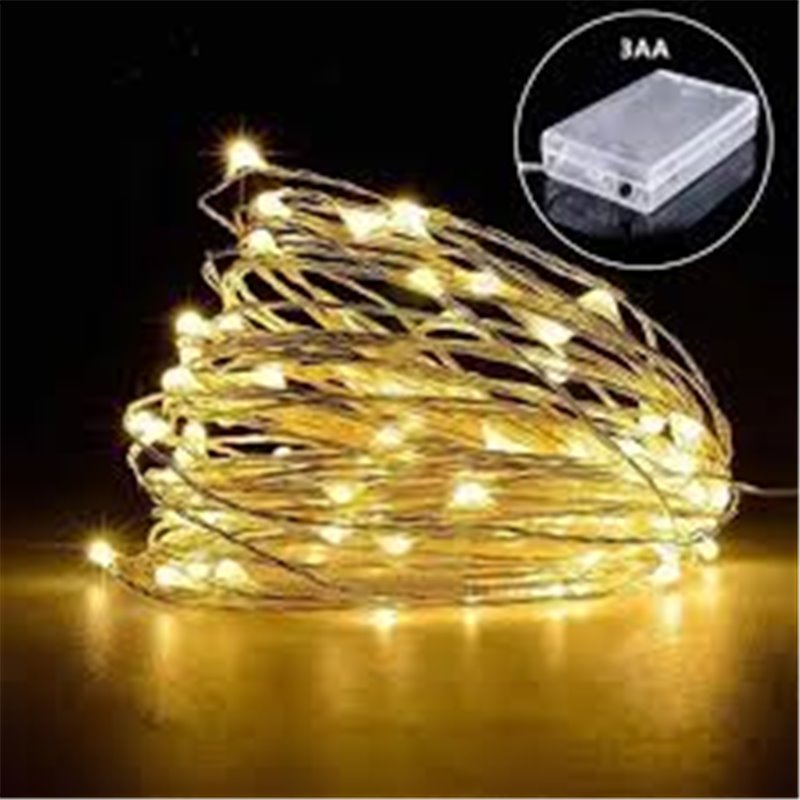 GUIRNALDA 100 LED CON PILA 10M