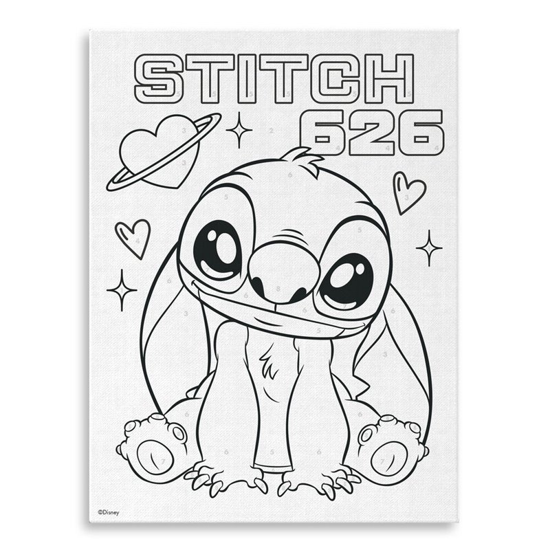 Pinta con numeros en lienzo + acuarelas Stitch Disney
