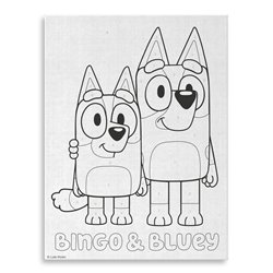 Pinta con numeros en lienzo + acuarelas Bluey