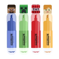 Blister 4 subrayadores con sello Minecraft