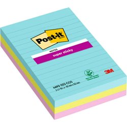 PACK 270 HOJAS NOTAS GRANDES SUPER STICKY 101X152MM 3 COLORES SURTIDOS COSMIC CON LÍNEAS 4690-3SS-COS POST-IT 7100234251