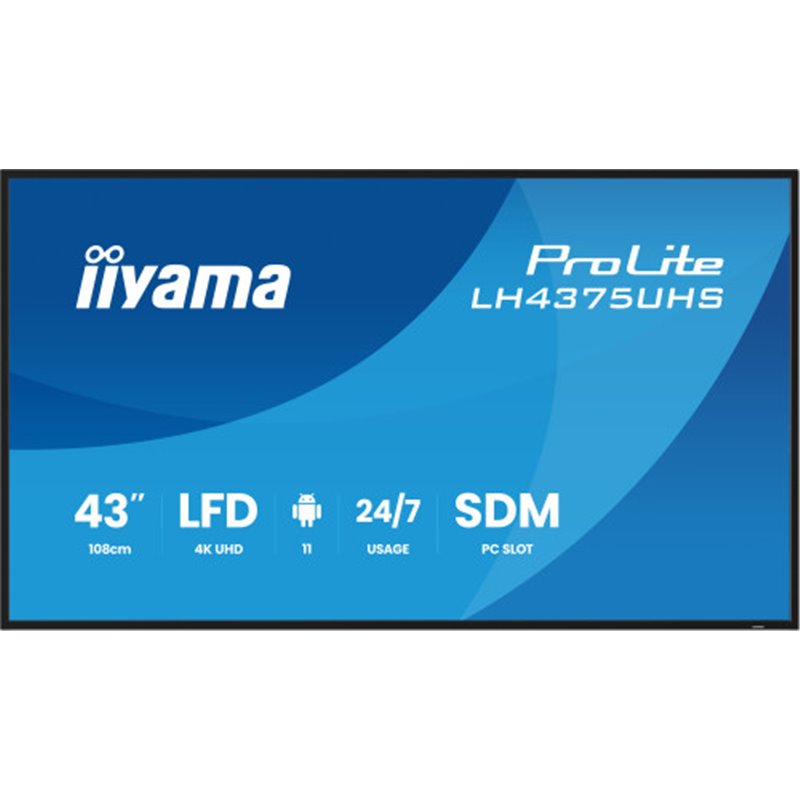 MONITOR IIYAMA 43" (LH4375UHS-B2AG) ANDROID 11 / 3844X2160 (4K UHD) / OPERACION 24/7 /500CD / LANDSC. Y PORTRAIT / 3XHDMI / DP /