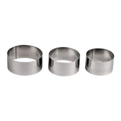 SET AROS EMPLATAR INOX 10cm - 9cm y 8cmAltura 4.5cm