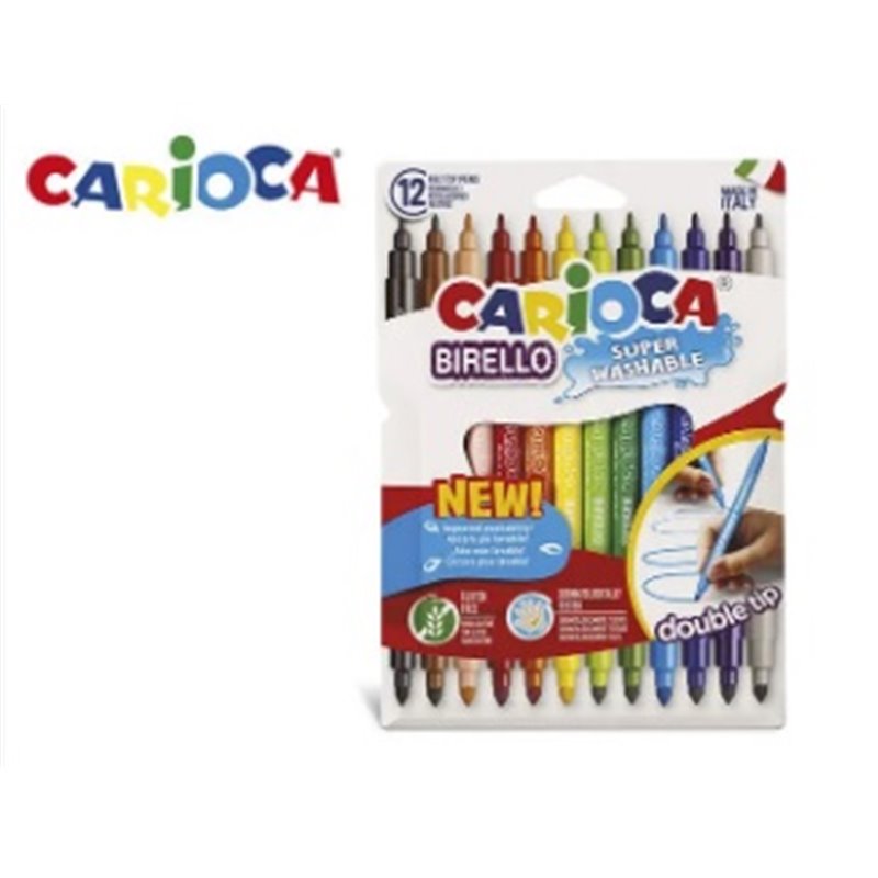 ROTULADORES 12 COLORES DOBLE PUNTA CARIOCA BIRELLO
