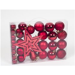 ESTUCHE 42 BOLAS NAVIDAD ROJAS TAMA�O SURT