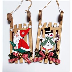 COLGANTE TRINEO ORO CON FIGURA 18x8CM 2 SURTIDO