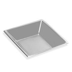 PLATO PLASTICO CUADRADO HONDO PLATA 17cm x 4Und.