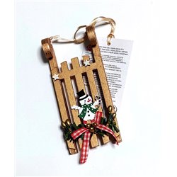 COLGANTE TRINEO ORO CON FIGURA 12x5CM 2 SURTIDO