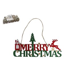 COLGANTE DE MADERA DECORADO NAVIDAD 28X13CM