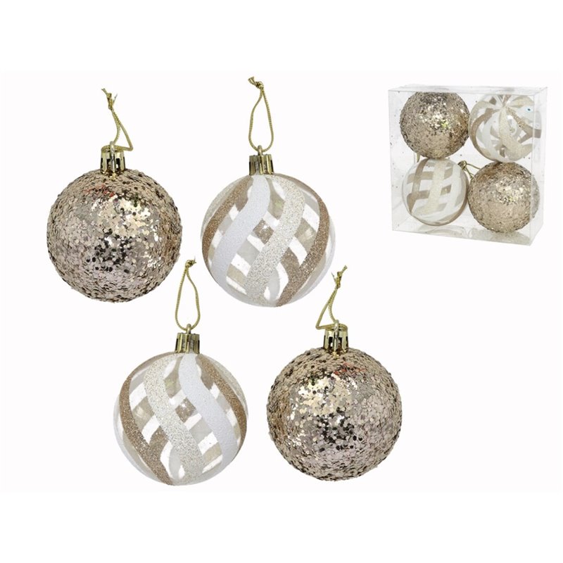 BOLA NAVIDAD X 4 FANTASY ORO 8CM