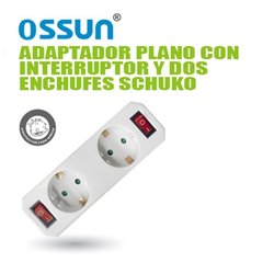 ADAPTADOR PLANO C/INTERRUPTOR Y DOS ENCHUFES