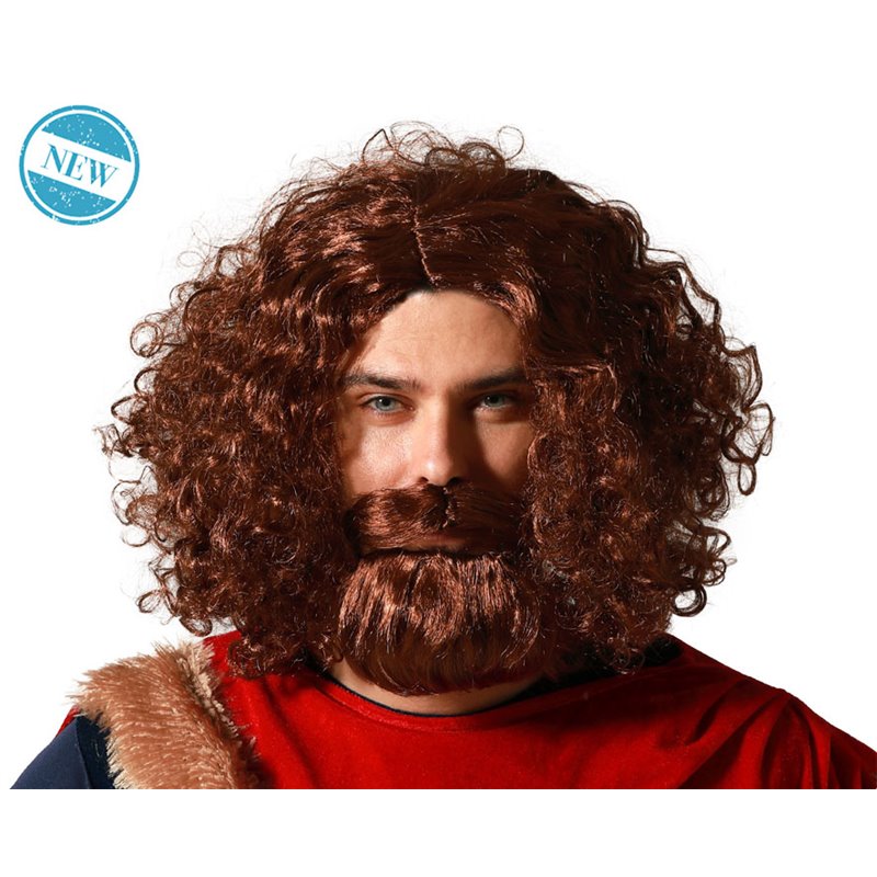 PELUCA Y BARBA RIZADA CORTA CASTA�O 140G