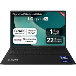 PORTATIL LG GRAM, 16", 16ZD90T, INTEL CORE ULTRA  7, 40,6 CM, 2560 X 1600 PIXELES, 16 GB, 1 TB, FREEDOS