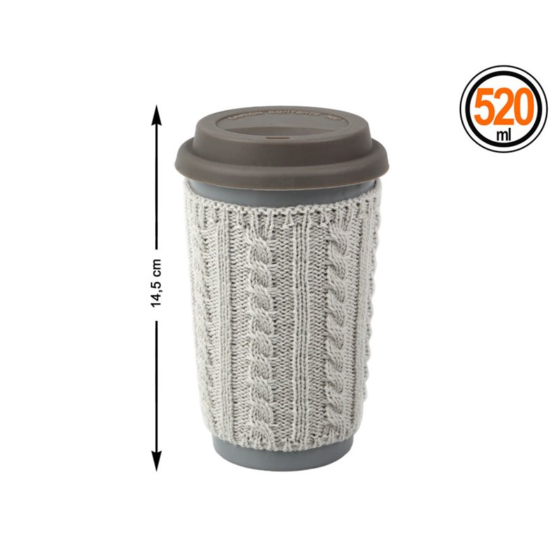 TAZA JERSEY GRIS 14.5X9CM TAPA SILICONA 520 ML