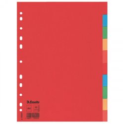 SEPARADOR DE CARTON CON 10 POSICIONES FORMATO A4 COLORES VIVOS ESSELTE 100201