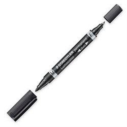MARCADOR DUO LUMOCOLOR PERMANENTE PUNTAS 0,6/1MM. 1MM. NEGRO STAEDTLER 348-9