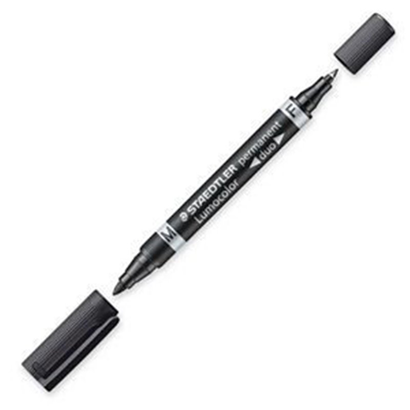 MARCADOR DUO LUMOCOLOR PERMANENTE PUNTAS 0,6/1MM. 1MM. NEGRO STAEDTLER 348-9