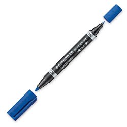 MARCADOR DUO LUMOCOLOR PERMANENTE PUNTAS 0,6/1MM. 1MM. AZUL STAEDTLER 348-3