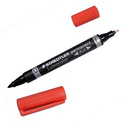 MARCADOR DUO LUMOCOLOR PERMANENTE PUNTAS 0,6/1MM. 1MM. ROJO STAEDTLER 348-2