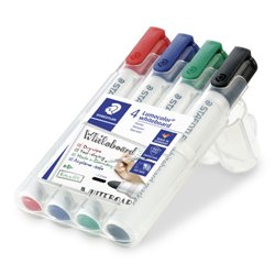 ESTUCHE 4 MARCADORES PIZARRA LUMOCOLOR MARKER 351 TRAZO 2MM. SURTIDOS STAEDTLER 351 WP4