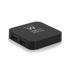 Ewent EW1134 hub de interfaz USB 3.2 Gen 2 (3.1 Gen 2) Type-A 5000 Mbit/s Negro