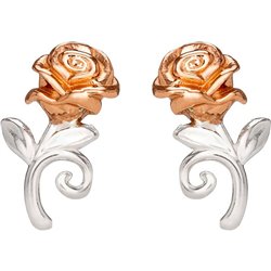Pendientes Rosa La Bella y la Bestia Disney plata