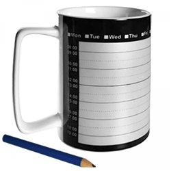 TAZA PORCELANA CALENDARIO SEMANAL + LAPIZ