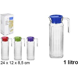 JARRA CRISTAL AGUA NEVERA TAPA COLORES 1 LITRO