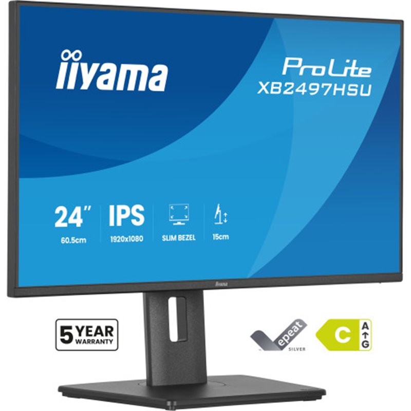 MONITOR IIYAMA PANTALLA PARA PC 60,5 CM (23,8") 1920 X 1080 PIXELES FULL HD LED PANEL IPS ERGONÓMICO HDMI DISPLAYPORT USB