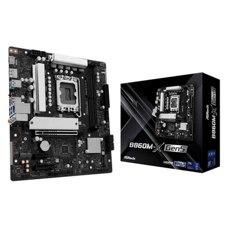 PLACA ASROCK B860M-X GEN5,INTEL,1851,B860,2DDR5,128GB,1HDMI+1DP,4SATA3+2M.2,2.5GBELAN,7USB3.2,MATX