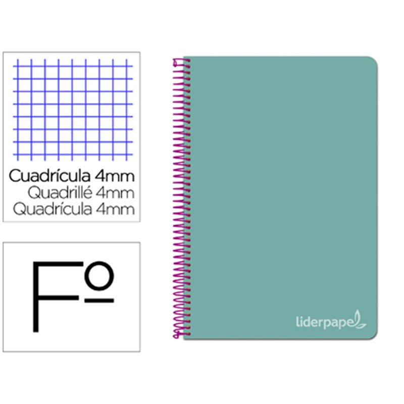 CUADERNO ESPIRAL A4 CUADROS 80H COLORES SURTIDOS
