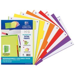 JUEGO SEPARADORES 5 POSICIONES PP 500 MICRAS A4 C/SURT VIVOS