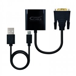 Nanocable Conversor DVI 24+1/m A VGA HDB15/h, Negro, 10 cm