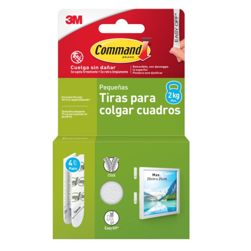 BLISTER TIRAS ADHESIVAS PEQUEÑAS PARA CUADROS HASTA 1,8KG COMMAND 17202 3M 7100336859