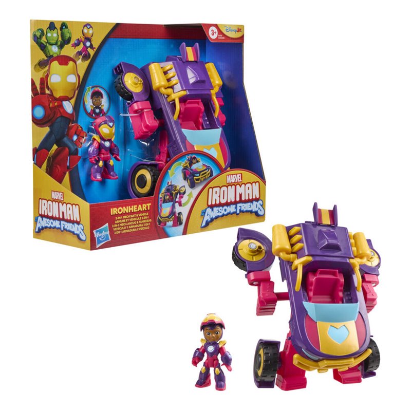 Figura + Vehiculo Iron Heart Iron Man y Su Superequipo Marvel