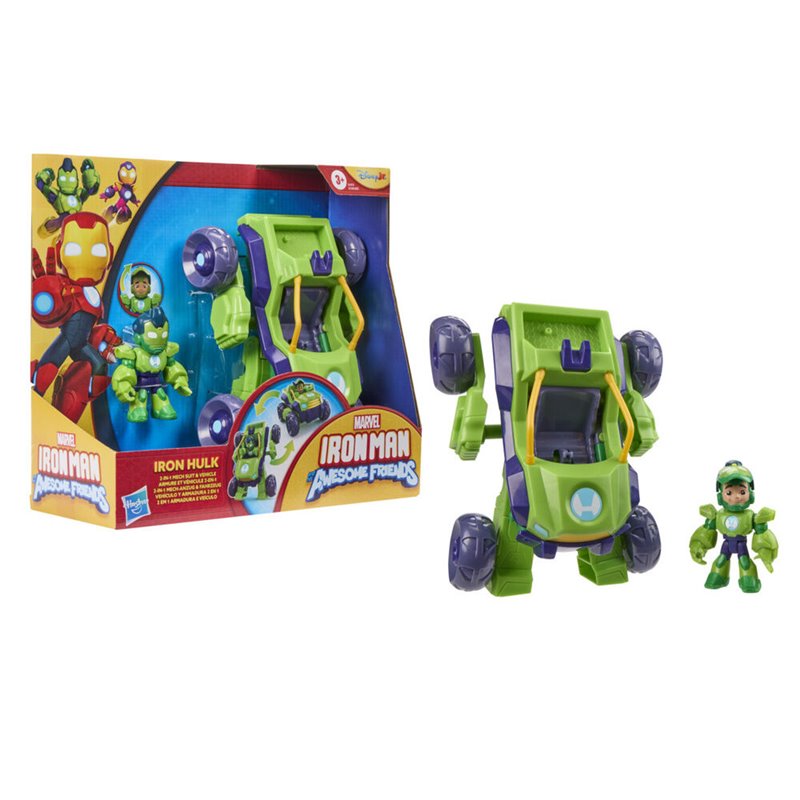 Figura + Vehiculo Hulk Iron Man y Su Superequipo Marvel